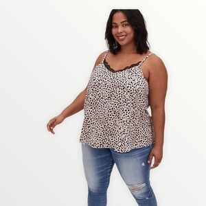 Torrid Sophie Leopard Satin Lace Trim Camisole NWT 2X